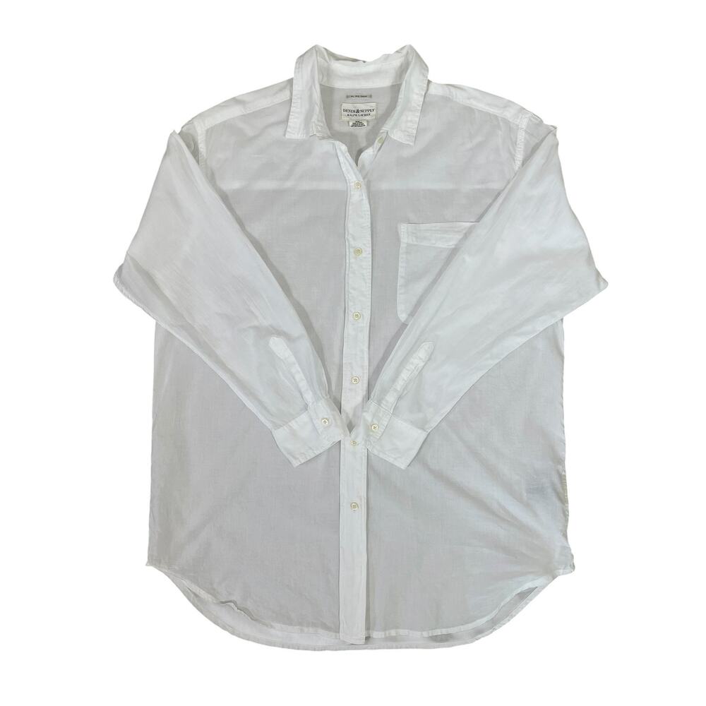 Denim & Supply Ralph Lauren Cotton RL Big Shirt White Sz M Minimalist Chic